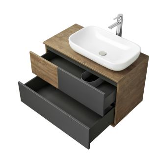 Тумба под раковину Акватон Терра 85см дуб кантри/антрацит 1A247201TEKA0